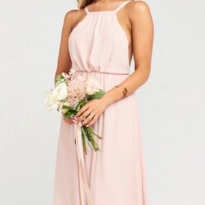 Show Me Your MuMu Amanda Maxi Dress NWT Women’s Large Dusty Blush Crisp Wedding